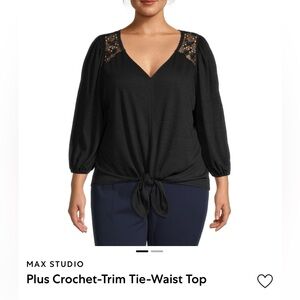 2x Max Studio Crochet Plus Size Top